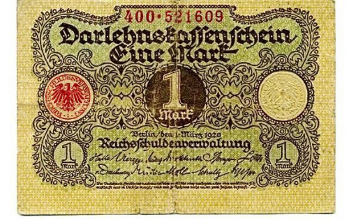 Банкнота 1 марка. Германия 1920 VF-XF