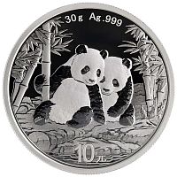 Серебряная монета в капсуле 10 юаней Китайская панда. Китай 2026 PF