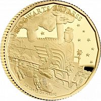 Золотая (7.8 г) монета 25 фунтов Хогвартс-экспресс. Великобритания 2022 Proof