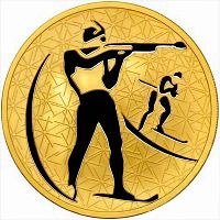 Монета 200 рублей Биатлон. Зимние виды спорта. СПМД 2009 PF