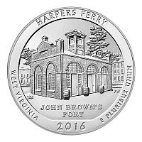 Монета 25 центов Харперс Ферри. Национальные парки. США Р 2016 UNC