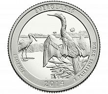Монета 25 центов Эверглейдс. Национальные парки. США D 2014 UNC
