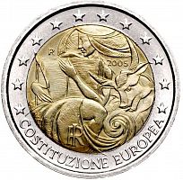 Монета 2 евро Европейская Конституция. Италия 2005 UNC