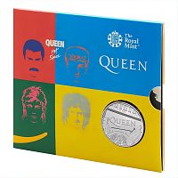 Памятная монета 5 фунтов группа Queen в буклете Hot Space. Легенды музыки. Великобритания 2020 BU