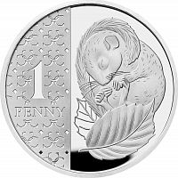 Серебряная монета 1 пенни Соня в капсуле. Великобритания 2023 Proof