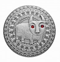 Серебряная монета 925 пробы (26,16 г) 20 рублей в капсуле Телец. Знаки Зодиака. Беларусь 2009 UNC