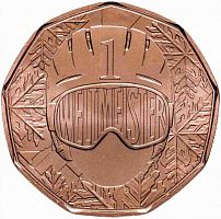 Памятная монета 5 евро Чемпионат мира по горнолыжному спорту 2025. Австрия 2024 UNC