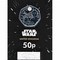 Памятная монета 50 пенсов в блистере R2-D2 и C-3PO. Звездные воины. Великобритания 2023 BU