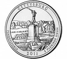 Монета 25 центов Геттисберг. Национальные парки. США D 2011 UNC