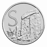 Монета 10 пенсов Буква S - Стоунхендж (Stonehenge). Английский алфавит. Великобритания 2018 UNC
