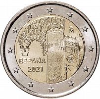 Памятная монета 2 евро Исторический город Толедо, Испания, 2021 г. в. Монета в состоянии UNC (из мешка)