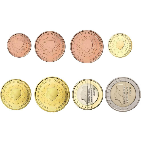 Годовой набор из 8-ми евро монет. Нидерланды UNC