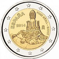 Памятная монета 2 евро Парк Гуэль Гауди. Испания, 2014 г. в. Монета в состоянии UNC (из ролла)