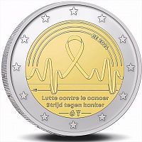 Памятная монета 2 евро в блистере Борьба с раком. Бельгия 2024 UNC
