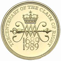 Монета 2 фунта 300 лет Биллю о правах Шотландии. Великобритания 1989 UNC