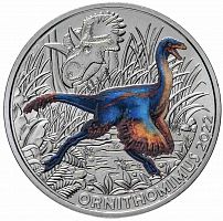 Монета 3 евро Орнитомим. Супер динозавры. Австрия 2022 UNC