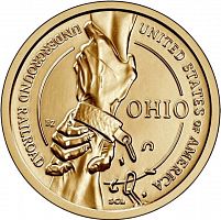 Памятная монета 1 доллар Дорога к свободе - Огайо. Американские инновации. США Р 2023 UNC