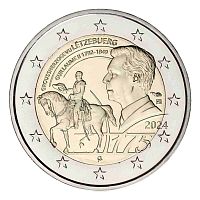 Монета 2 евро 175 лет со дня смерти Герцога Виллема II. Люксембург 2024 UNC