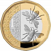 Серебряная монета 1 фунт Пчелы в капсуле. Великобритания 2023 Proof