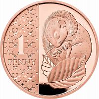 Золотая монета 1 пенни Соня в капсуле. Великобритания 2023 Proof