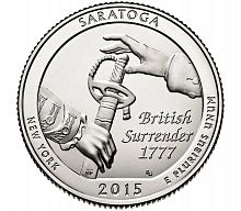 Монета 25 центов Саратога. Национальные парки. США D 2015 UNC