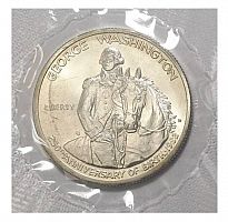 Серебряная монета 1/2 доллара (half dollar) в запайке Джордж Вашингтон. D. США, 1982 г. в. UNC