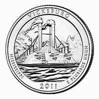 Монета 25 центов Виксбург. Национальные парки. США Р 2011 UNC