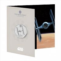 Памятная монета 50 пенсов Tie fighter в буклете. Звездные войны. Великобритания 2024 BU