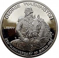 Серебряная монета 1/2 доллара (half dollar) в капсуле Джордж Вашингтон. S. США, 1982 г. в. Proof