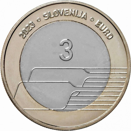 Монета 3 евро День словенского спорта. Словения 2023 UNC фото 2 Монета 3 евро День словенского спорта. Словения 2023 UNC фото 2