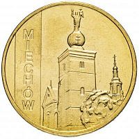 Памятная монета 2 злотых Города Польши - Мехув. Польша, 2010 г. в. Монета в состоянии XF+ (из обращения)