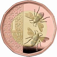 Золотая монета 1 фунт Пчелы в капсуле. Великобритания 2023 Proof