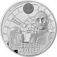 Серебряная (31.21 г) монета 2 фунта Звездные воины. R2-D2 и C-3PO. Великобритания 2023 PF