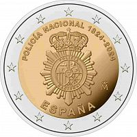 Памятная монета 2 евро 200 лет национальной полиции. Испания 2024 UNC