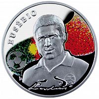 Серебряная монета 925 пробы (28.28 г) 100 драм Эйсебио в капсуле. Короли футбола. Армения 2008 PF
