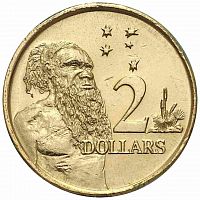 Коллекционная монета 2 доллара. Австралия, год выпуска из периода 2019-2023, VF-XF