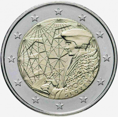 Монета 2 евро 35 лет программе Эрасмус. Словакия 2022 UNC