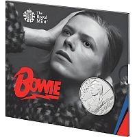 Памятная монета 5 фунтов в буклете David Bowie. Легенды музыки. Великобритания 2020 BU