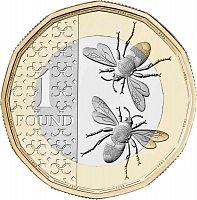 Монета 1 фунт Пчелы. Великобритания 2023 UNC