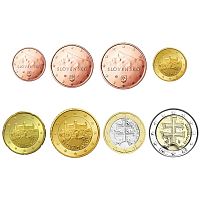 Годовой набор из 8-ми евро монет. Словакия UNC